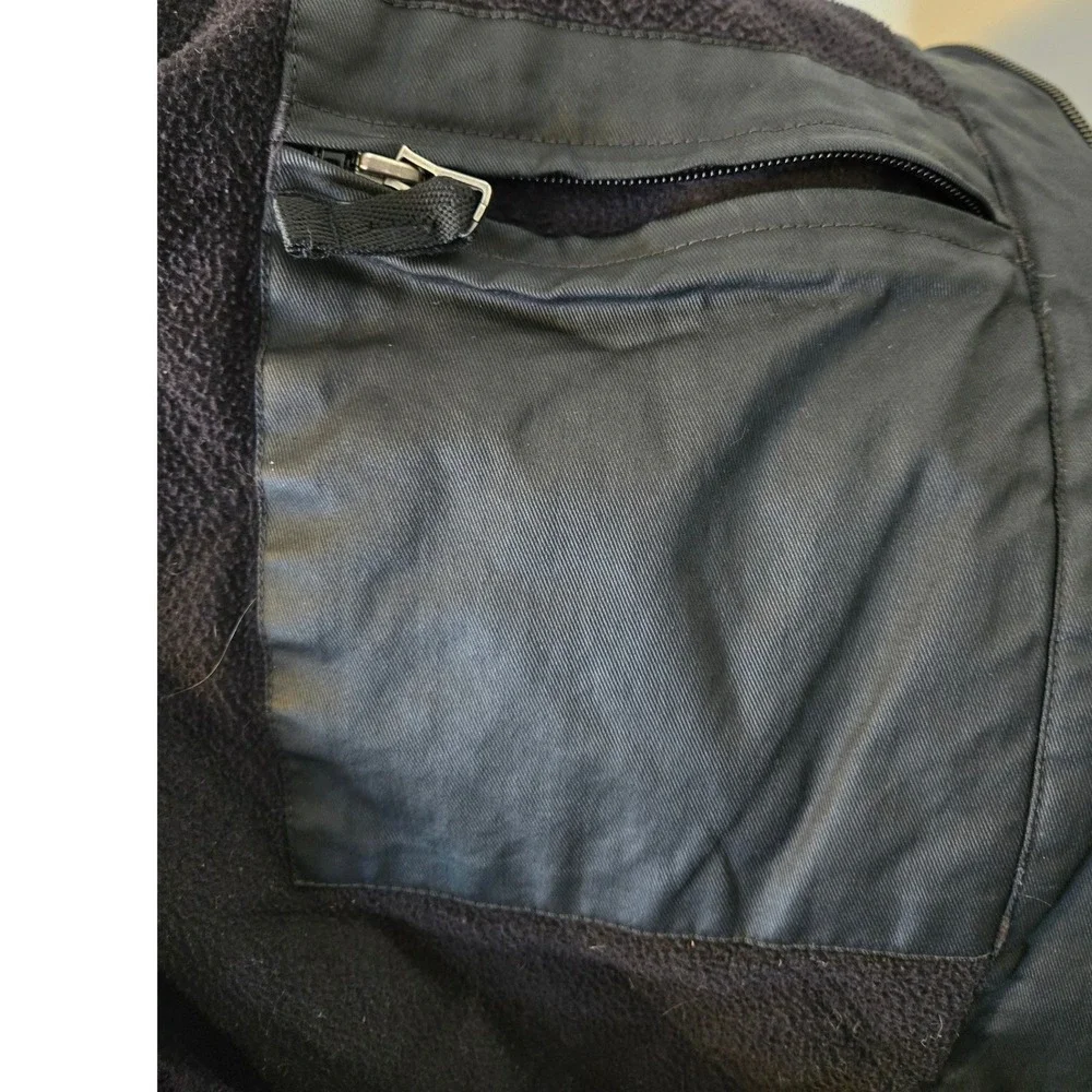 Vintage Y2K GAP Fleece Lined Utility Jacket Black Zip Front Oversized XL - Picture 5 of 10